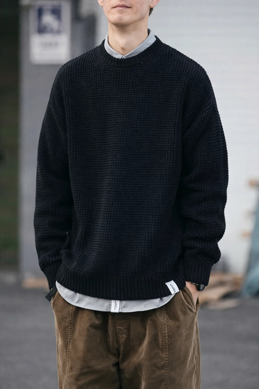 Waffle Knit Crew Sweater