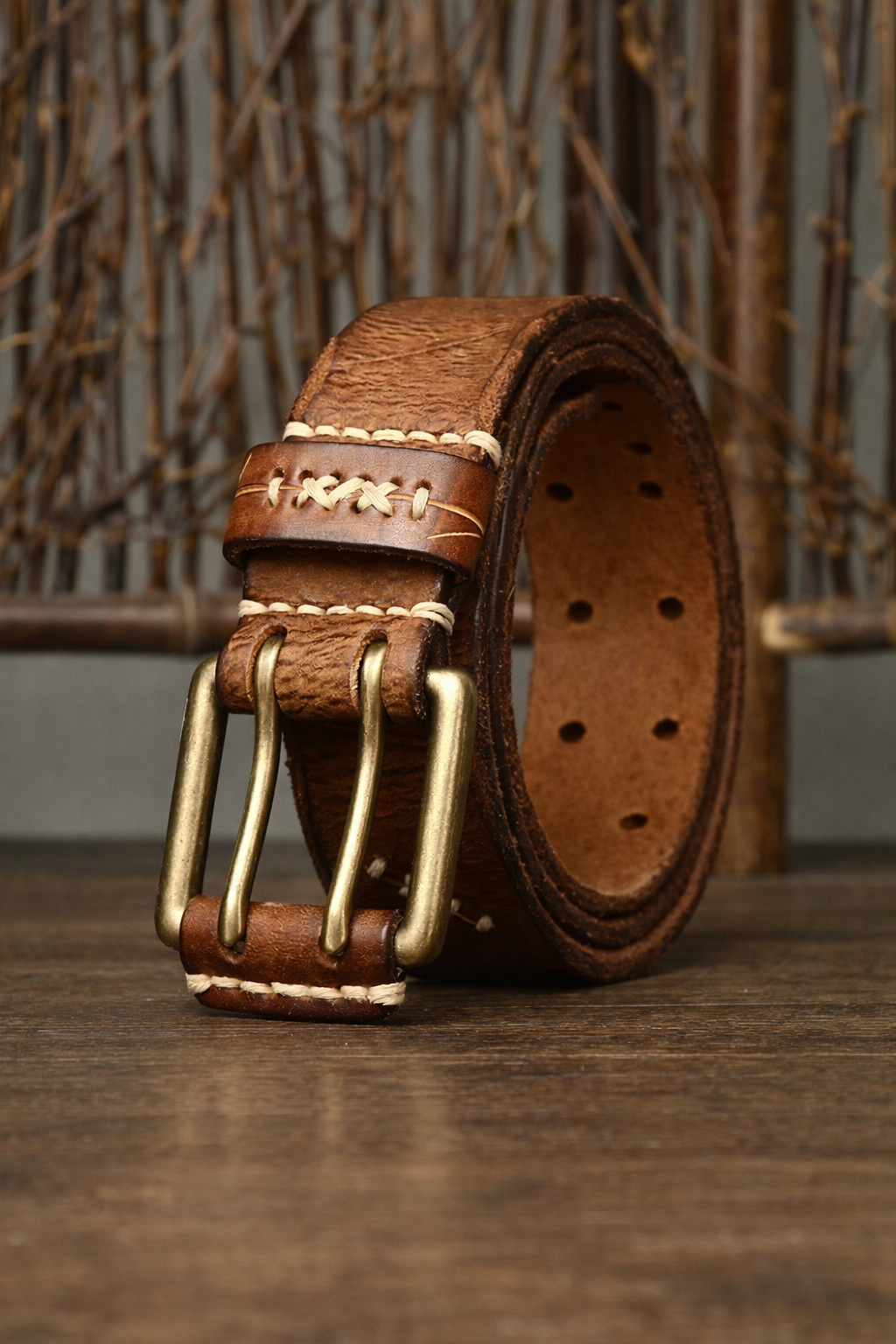 Double Prong Genuine Leather