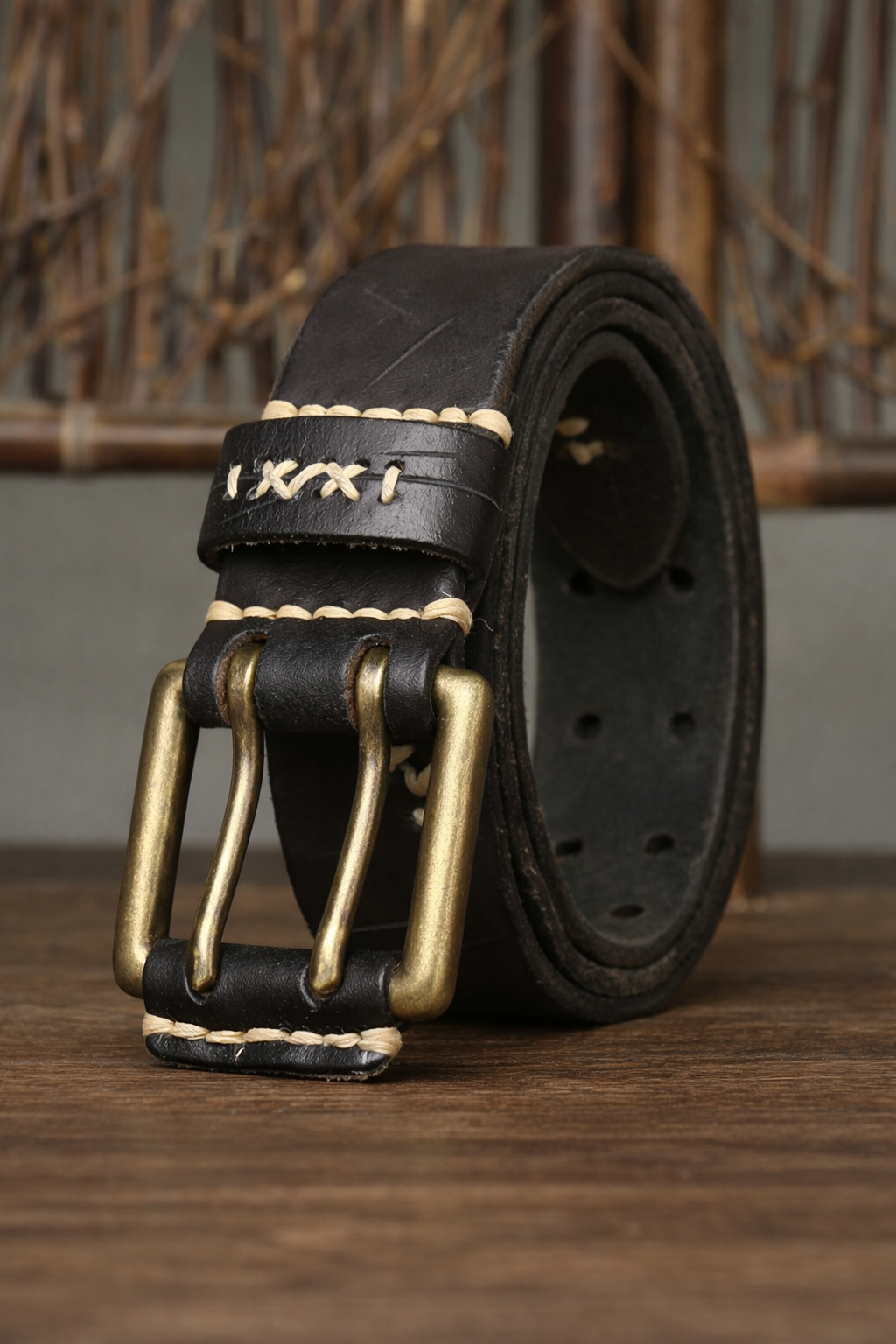 Double Prong Genuine Leather