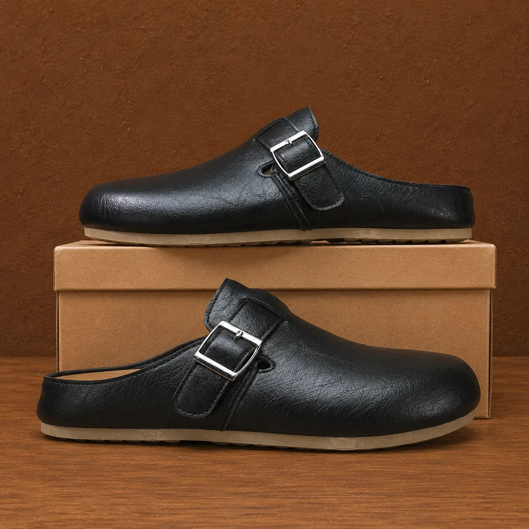 Unisex Leather Cork Clogs