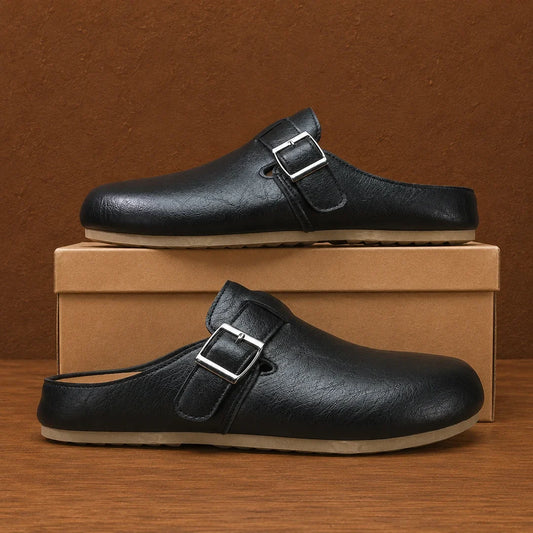 Unisex Leather Cork Clogs