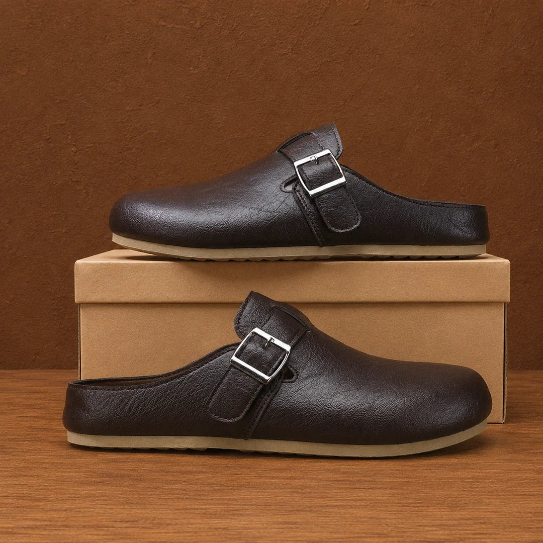 Unisex Leather Cork Clogs
