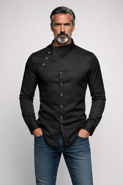 Stand Collar Irregular Button Shirt