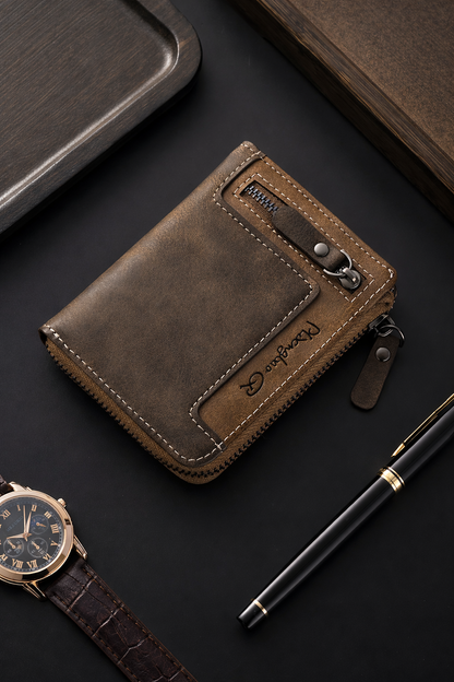 Retro Zipper Short Wallet