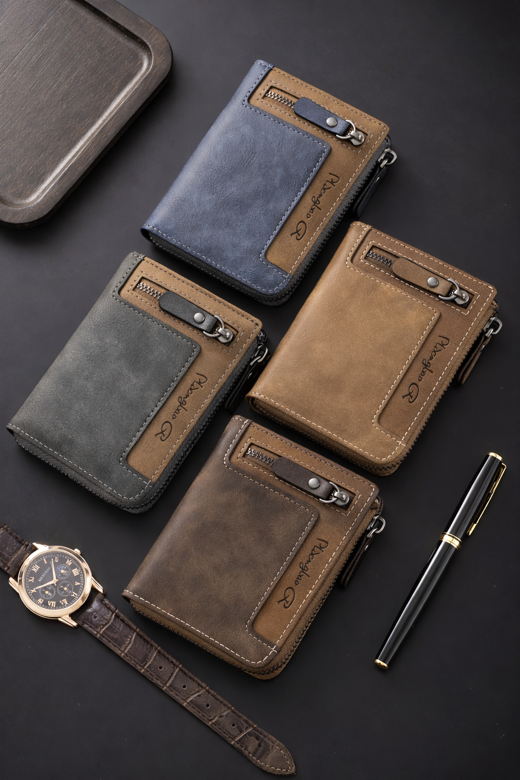 Retro Zipper Short Wallet