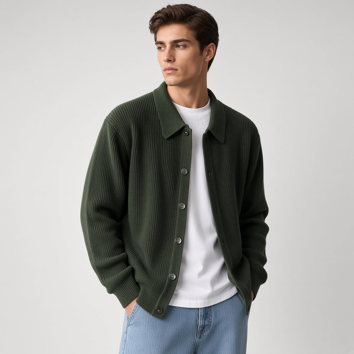 Open-Front Knitted Cardigan