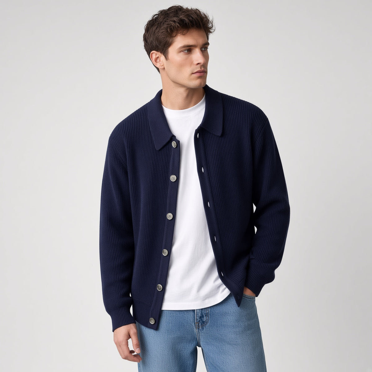 Open-Front Knitted Cardigan