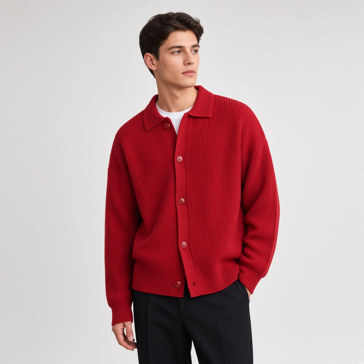 Open-Front Knitted Cardigan