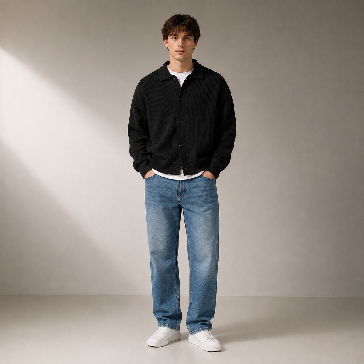 Open-Front Knitted Cardigan
