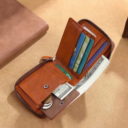 Leather Zipper Wallet