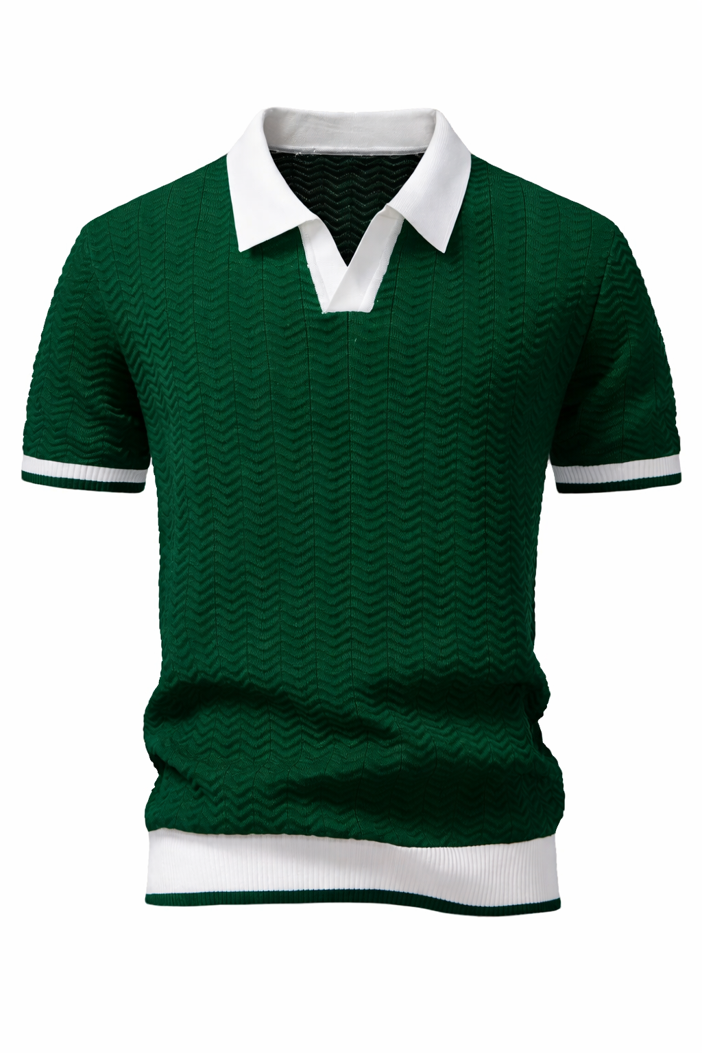 Patchwork Knitted Polo Shirt