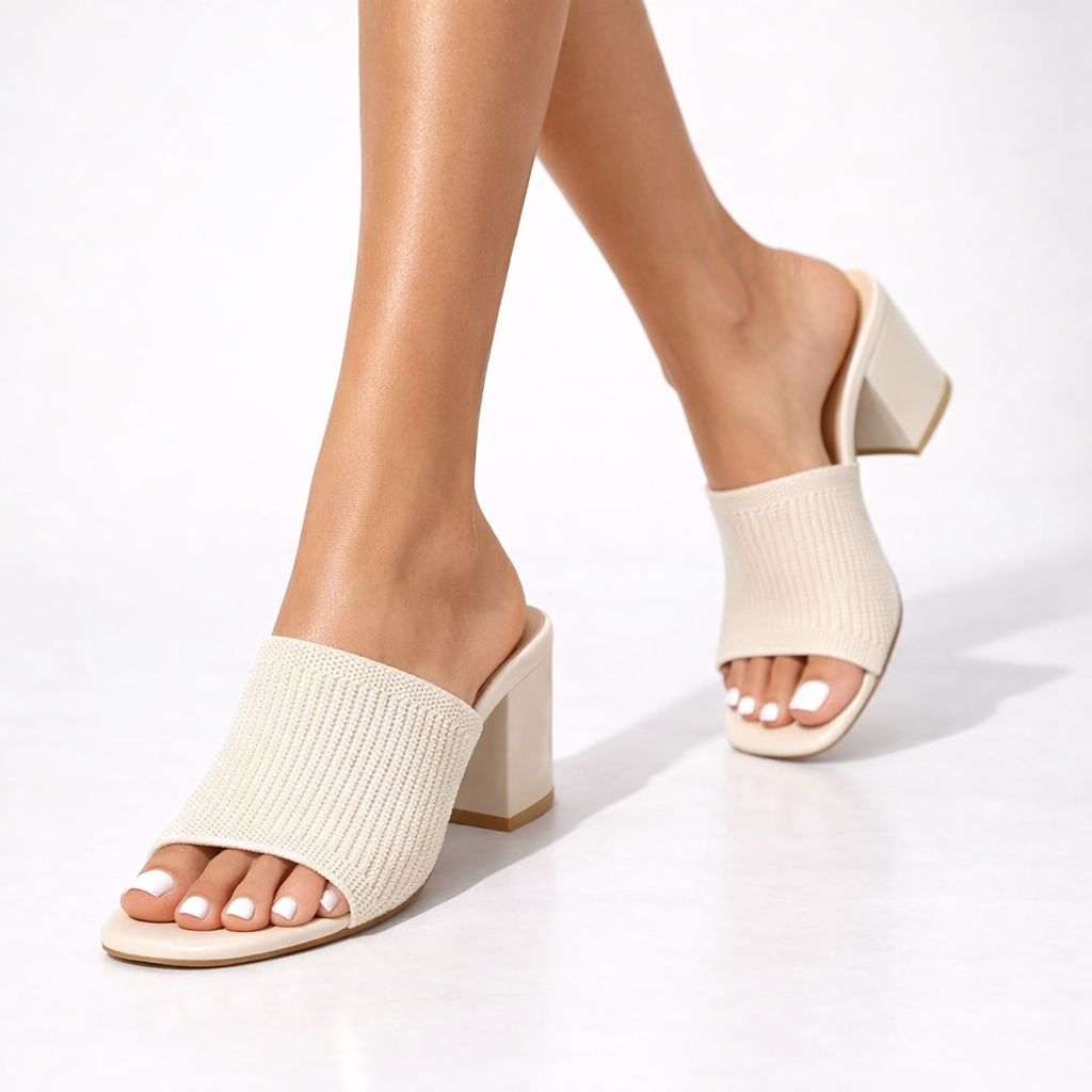 Knit Block Heel Mules