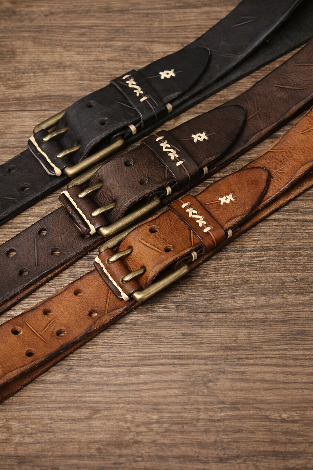 Double Prong Genuine Leather