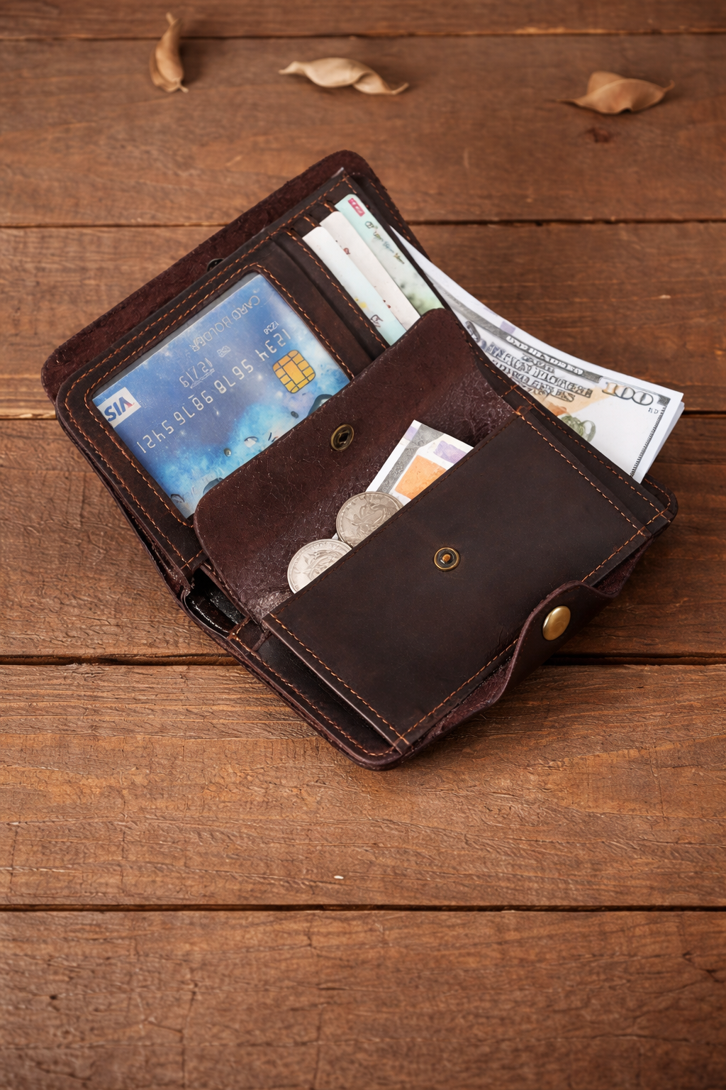 Vintage Leather Long Wallet