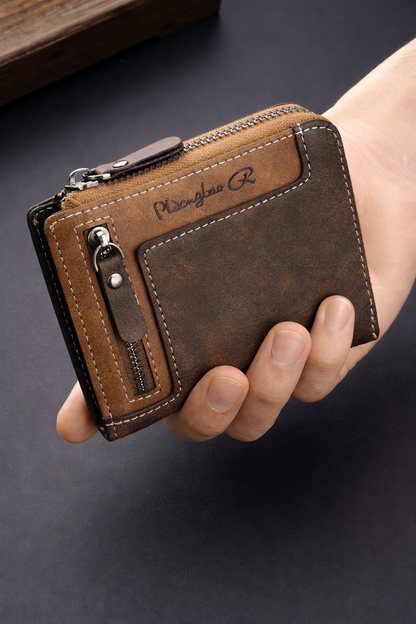 Retro Zipper Short Wallet