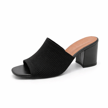 Knit Block Heel Mules