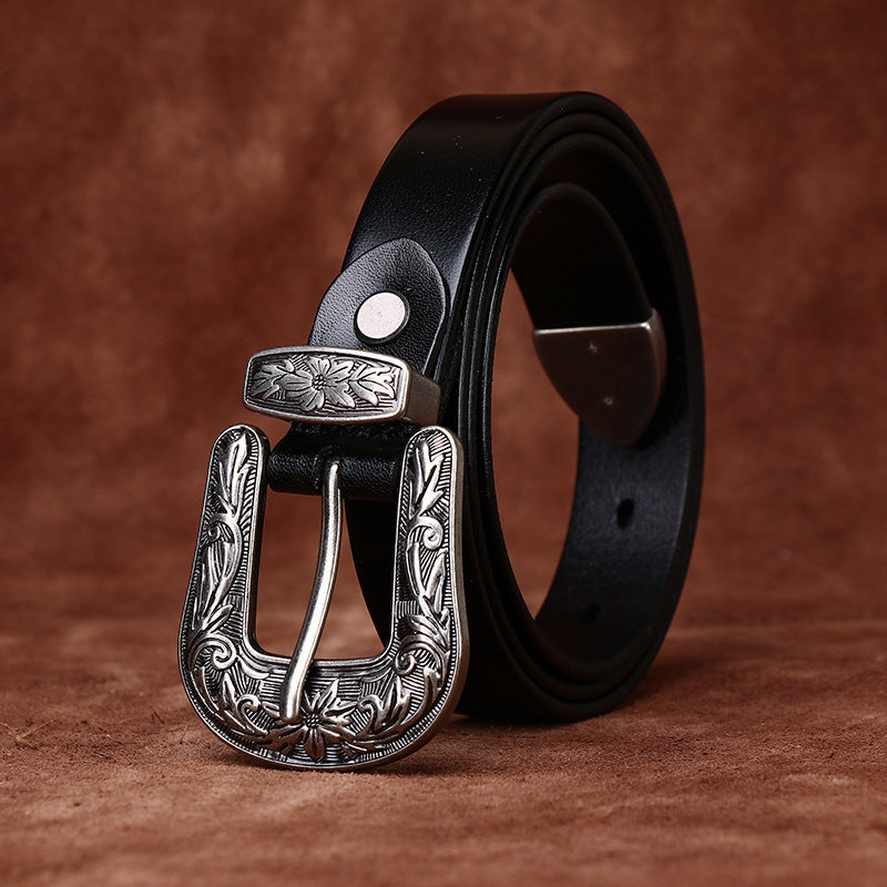 Leather Silver Buckle Belt