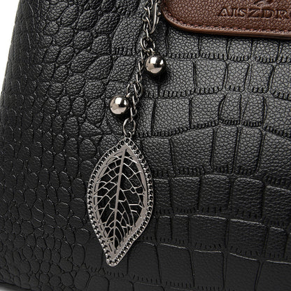 Diagonal Leather Shoulder Tote