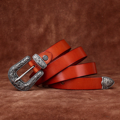 Leather Silver Buckle Belt