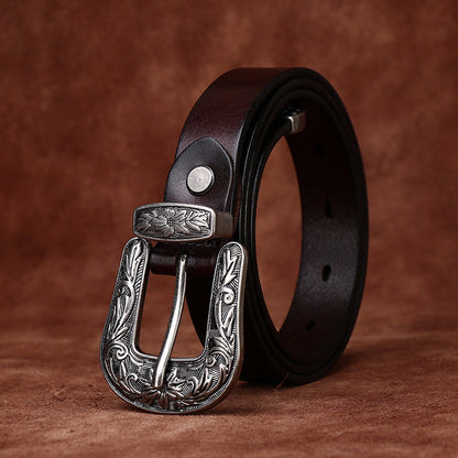 Leather Silver Buckle Belt