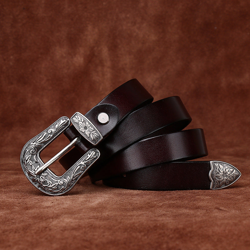 Leather Silver Buckle Belt