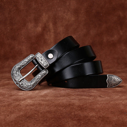 Leather Silver Buckle Belt