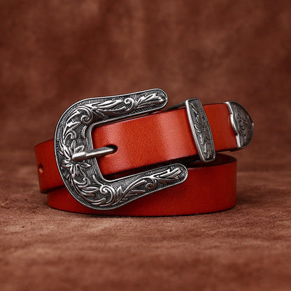 Leather Silver Buckle Belt