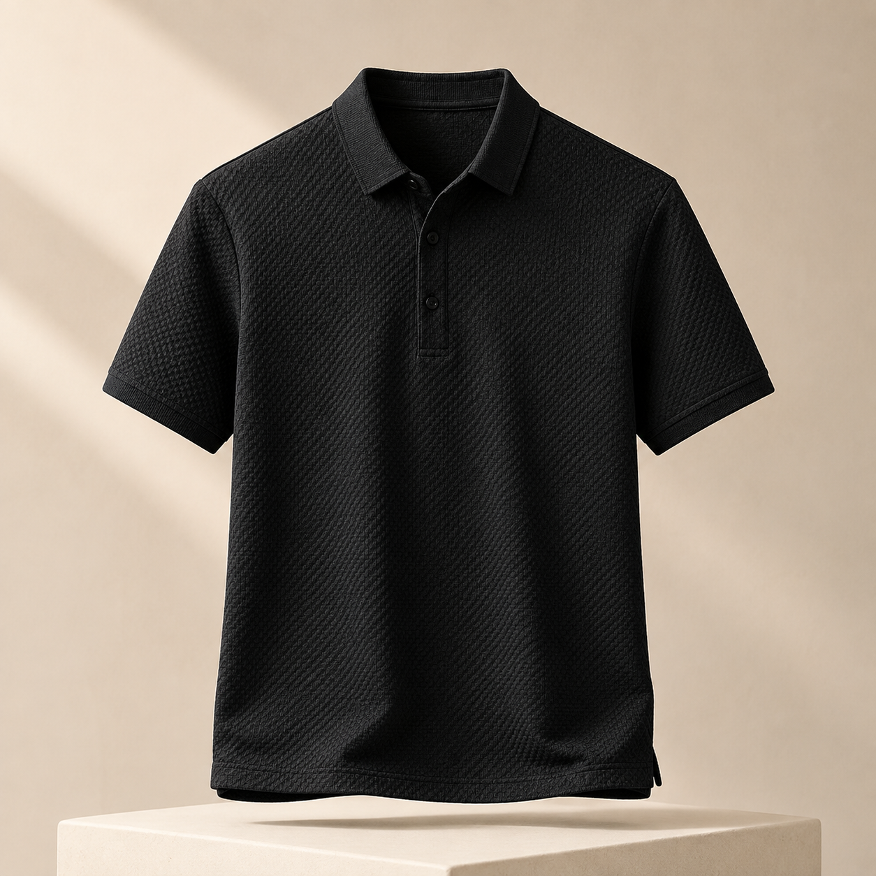 Textured Knit Polo Shirt