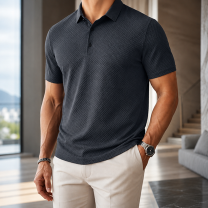 Textured Knit Polo Shirt