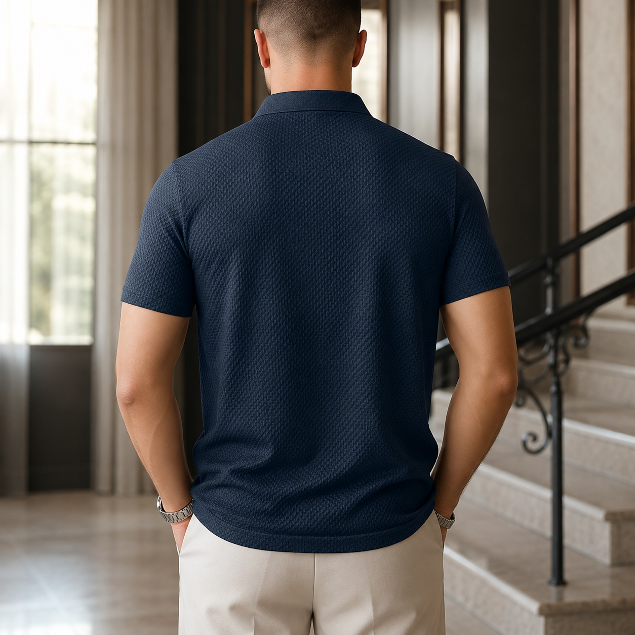 Textured Knit Polo Shirt