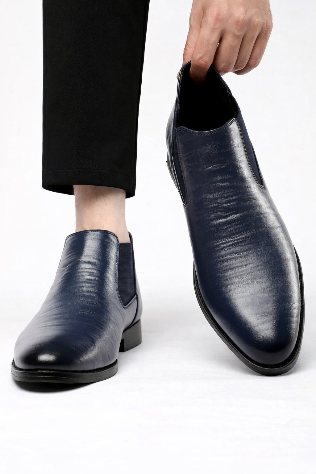 Pointed Toe Leather Ankle Boots