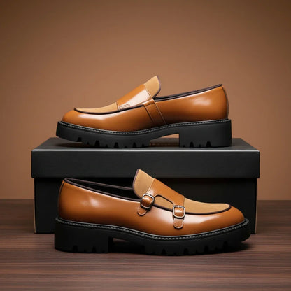 Double-Buckle Leather Loafers
