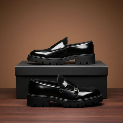 Double-Buckle Leather Loafers