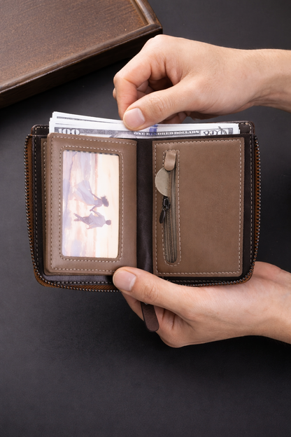 Retro Zipper Short Wallet