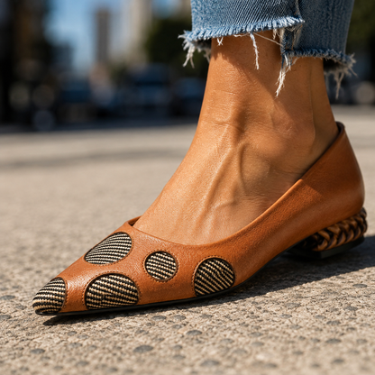 Retro Sheepskin Slingback Shoes