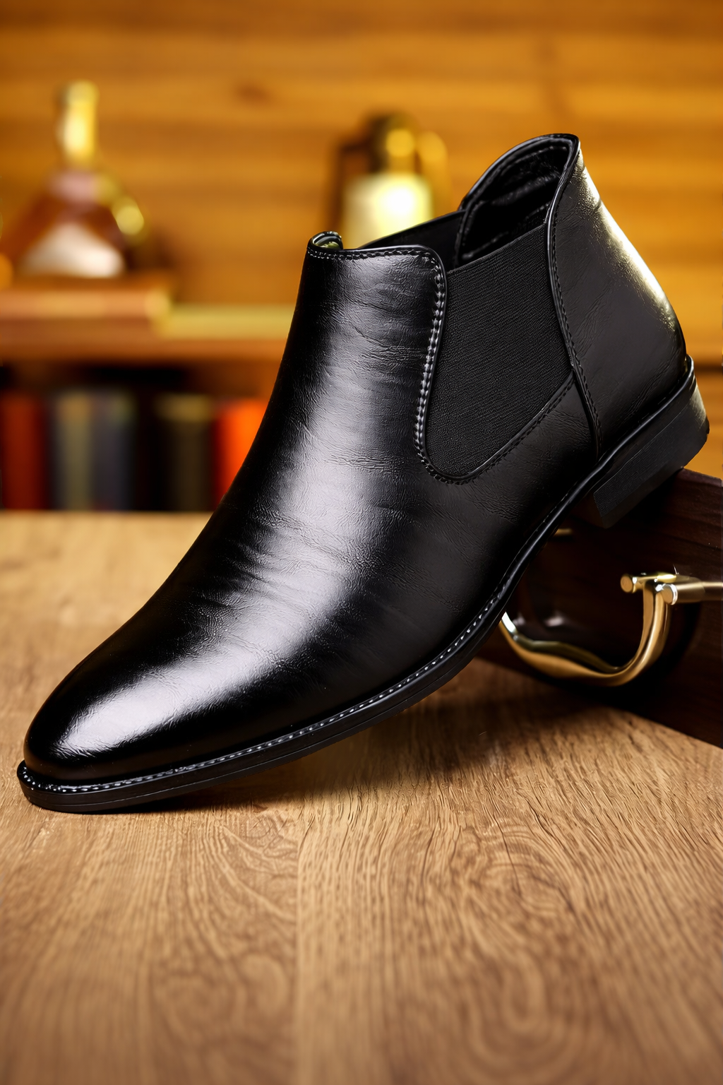 Pointed Toe Leather Ankle Boots