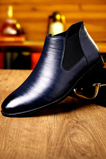 Pointed Toe Leather Ankle Boots