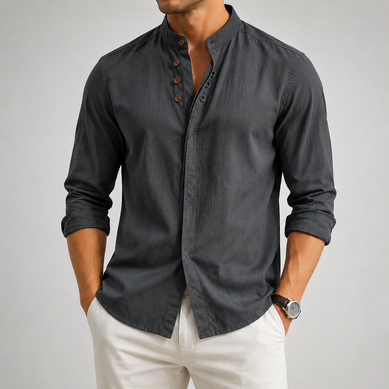 Vintage Collar Linen Shirt