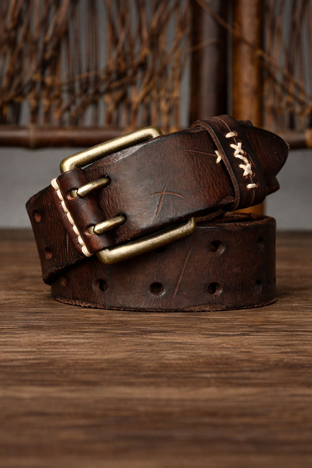Double Prong Genuine Leather