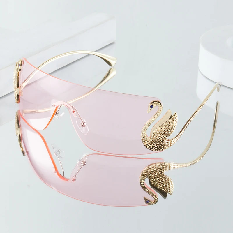 Rhinestone Swan Temple Sunglasses