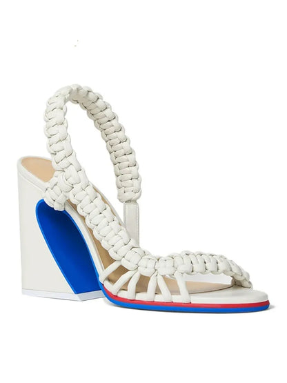 Woven Square Heel Sandals