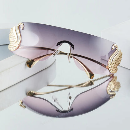 Rhinestone Swan Temple Sunglasses