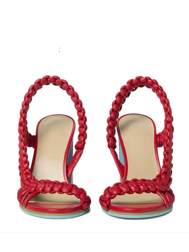 Woven Square Heel Sandals