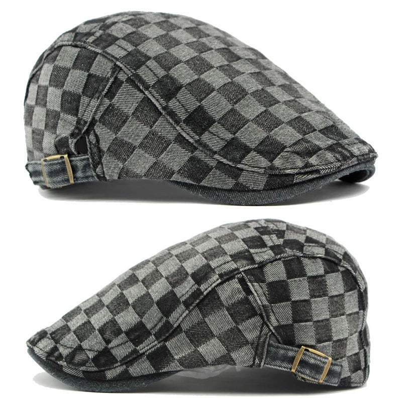 Checkered Newsboy Hat
