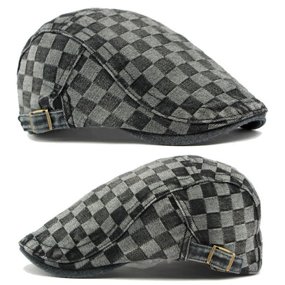 Checkered Newsboy Hat