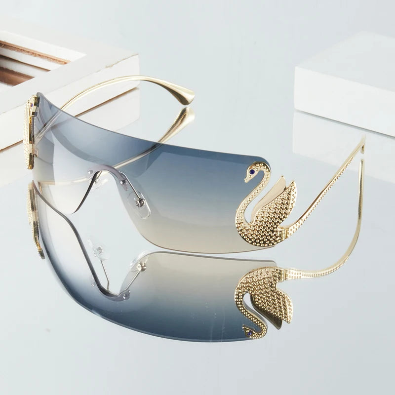 Rhinestone Swan Temple Sunglasses
