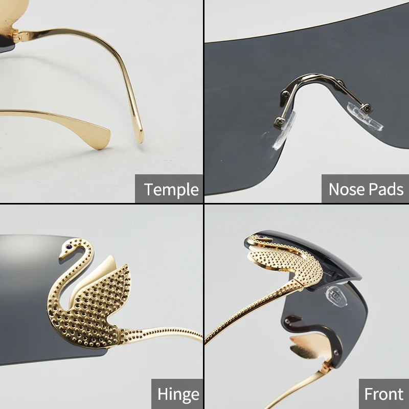 Rhinestone Swan Temple Sunglasses
