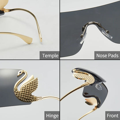 Rhinestone Swan Temple Sunglasses