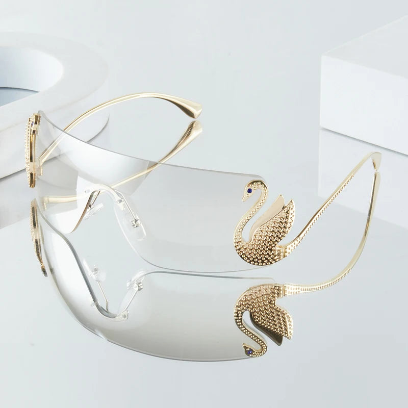 Rhinestone Swan Temple Sunglasses