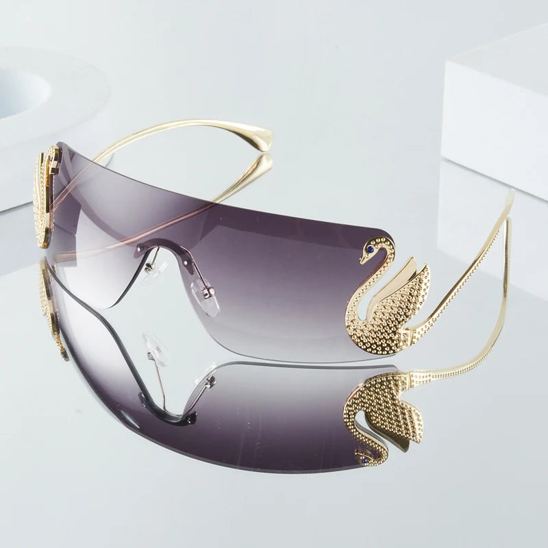 Rhinestone Swan Temple Sunglasses